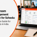 Classroom management system dashboard on a laptop in a school setting, showing class overview, attendance, engagement and behaviour insights.
