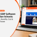 Complete Guide 2026 banner for School ERP Software for Indian Schools, showing an Extramarks-style teacher dashboard on a laptop with feature, benefit, cost and selection guide text.